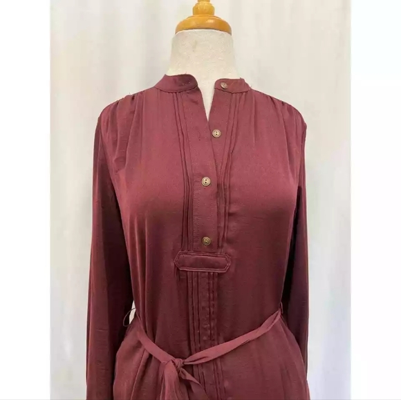 Banana Republic Tie Waist Button Shirt Dress Magenta - Picture 5 of 7